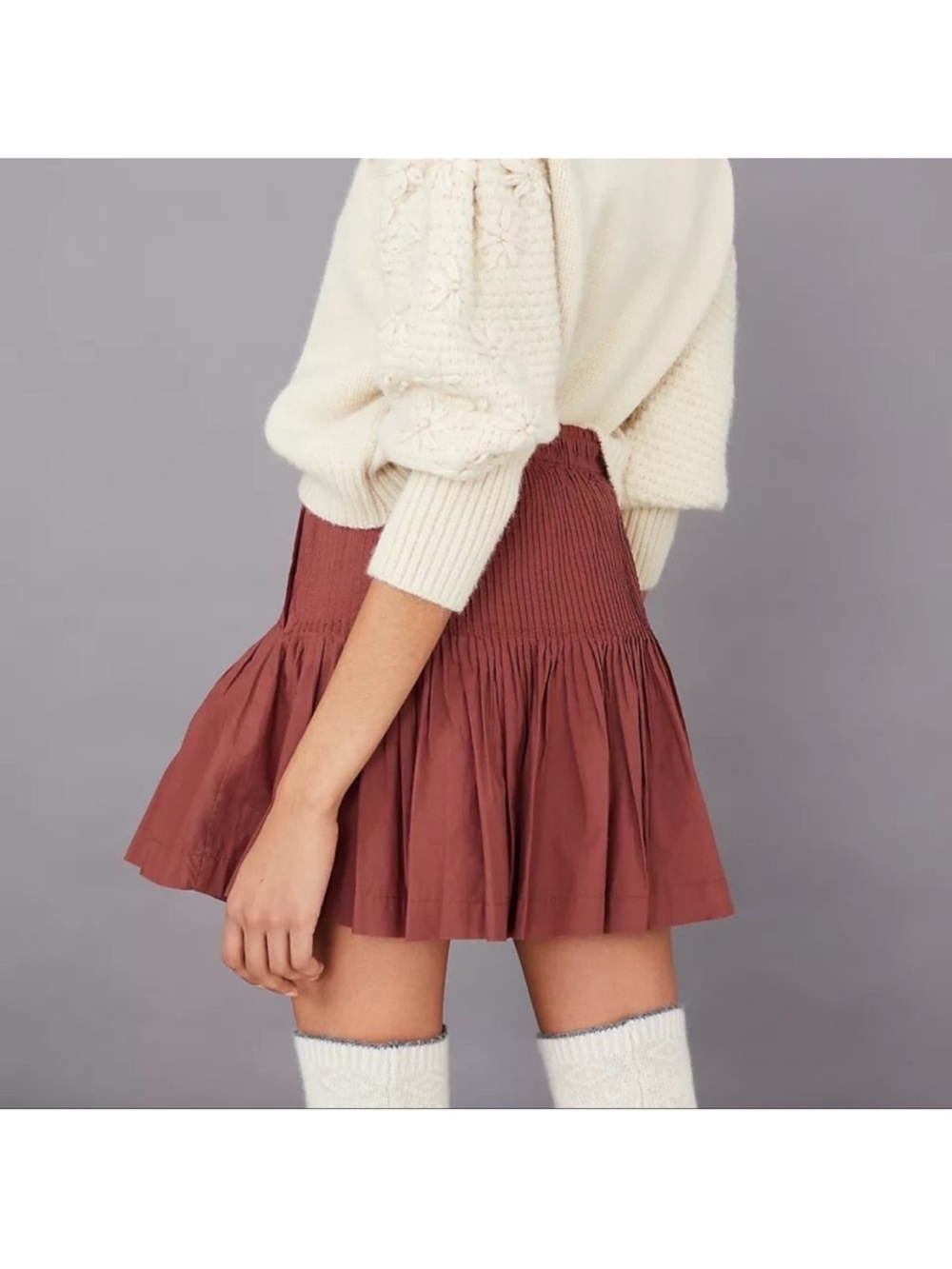 Anthropologie Eula Pintuck Pleated Mini Skirt Sz L